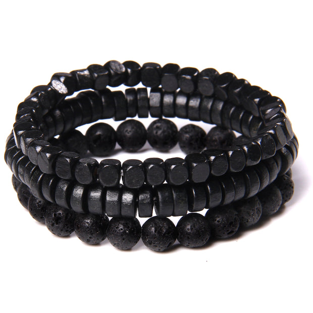 Men Bracelet Set Labradorite Hematite Bracelet Lava Tiger Eye Wrap Charm Bracelet Energy Protection Wristbands Pulsera Hombre