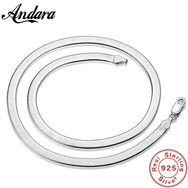 925 Sterling Silver Color Necklace 4MM Snake Chain Men & Women Couple Sterling Silver Jewelry Blade Chain