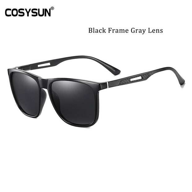 Fashion Men Driving Sunglasses Al-Mg Legs Men UV400 Polarized Square TR Frame