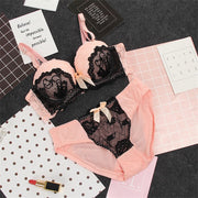 Conjunto de sujetador de encaje, lencería sexy, sujetador y bragas florales cómodos, aro push-up, correas ajustadas