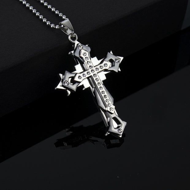Brand New Fashion Black Rectangle Pendant Necklace Men Trendy Simple Stainless Steel Chain Jewelry