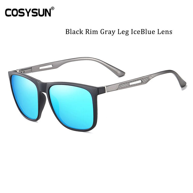 Fashion Men Driving Sunglasses Al-Mg Legs Men UV400 Polarized Square TR Frame