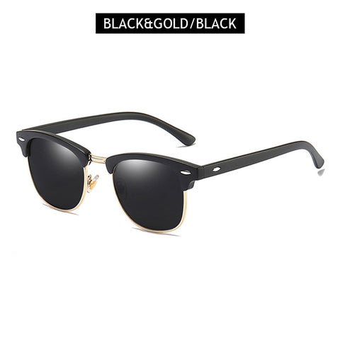 FUQIAN Classic Sunglasses Polarized Men Retro Square Rivet Sunglasses Women Male Driving Glasses UV400
