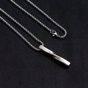 Brand New Fashion Black Rectangle Pendant Necklace Men Trendy Simple Stainless Steel Chain Jewelry