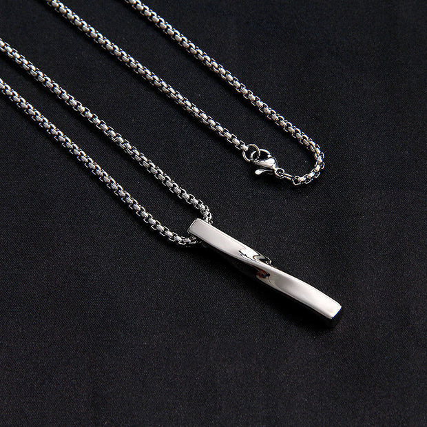 Brand New Fashion Black Rectangle Pendant Necklace Men Trendy Simple Stainless Steel Chain Jewelry