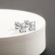 TOPGRILLZ New Classic 2-4mm Baguette Stud Earrings Iced Out Bling Cubic Zirconia Womens Earrings hypoallergenic Wedding Jewelry
