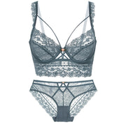 Nuevo conjunto de sujetador, lencería, sostén push-up, ropa interior de encaje, bragas sexis transparentes.