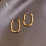 New Alloy Smooth Metal Hoop Earrings For Woman Fashion Jewelry Temperament Girl's Daily Wear Earrings