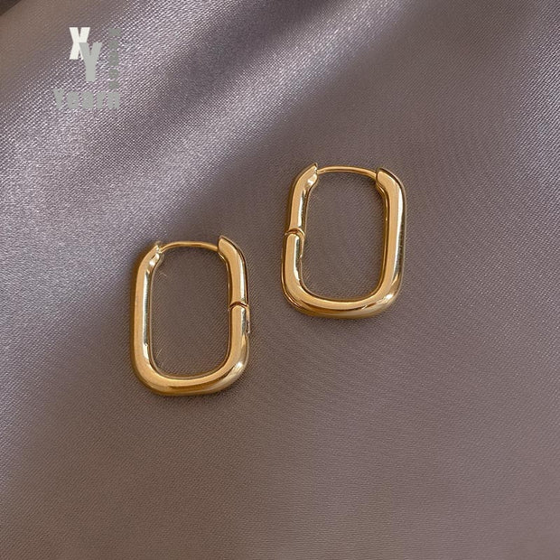 New Alloy Smooth Metal Hoop Earrings For Woman Fashion Jewelry Temperament Girl's Daily Wear Earrings