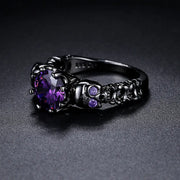 Gothic Skull Rings for Women Punk Purple Zircon Black Color Men Ring Halloween Gifts