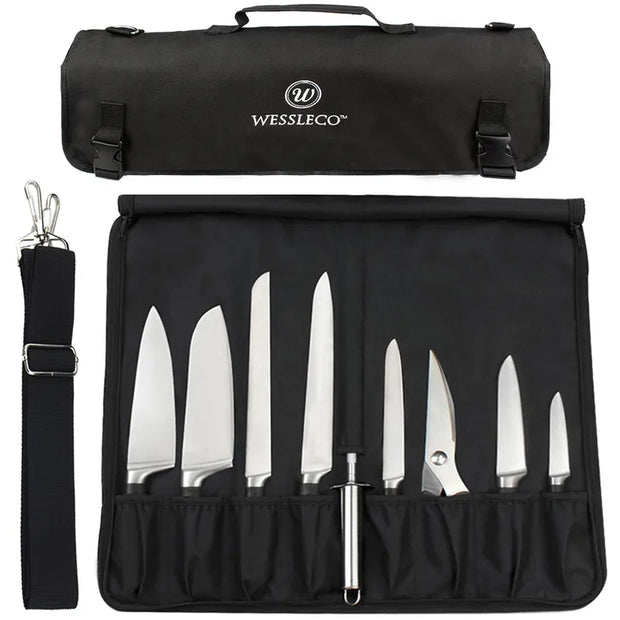 Portable Knife Roll Bag Oxford Multiple Pockets Kitchen Utensils Chef Storage Bag Camping Trip Carry Case Bag
