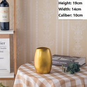 Luxury Europe Gold-plated Ceramic Vase Home Decor Creative Design Porcelain Decorative Flower Vase For Wedding Decoration
