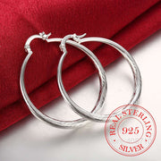 925 Sterling Silver Hip Hop Round Earrings for Women Large Circle4.0cm Piercing Hoop Earring Dropship Suppliers