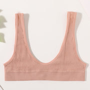 Conjunto de sujetadores sin costuras para mujer, Bralette sin aros, ropa interior de Bikini, tangas de cintura baja, Tops lisos con escote, lencería Sexy
