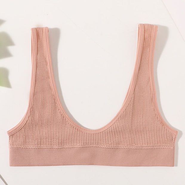 Conjunto de sujetadores sin costuras para mujer, Bralette sin aros, ropa interior de Bikini, tangas de cintura baja, Tops lisos con escote, lencería Sexy