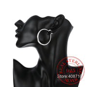 925 Sterling Silver Hip Hop Round Earrings for Women Large Circle4.0cm Piercing Hoop Earring Dropship Suppliers