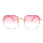 Oulylan Women Rimless Sunglasses Luxury Square Sun Glasses Female Fashion Oversized Eyewear Pink Gradient Shades Goggles UV400