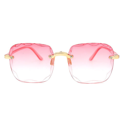 Oulylan Women Rimless Sunglasses Luxury Square Sun Glasses Female Fashion Oversized Eyewear Pink Gradient Shades Goggles UV400