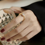 Exquisite Simple Square Zircon Gold Color Open Rings For Woman 2022 Salary Goth Jewelry Wedding Party Girls' Luxury Student Ring