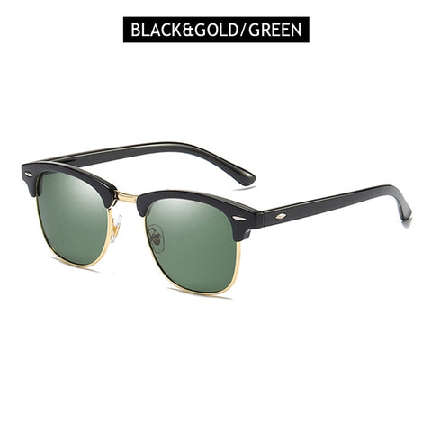 FUQIAN Classic Sunglasses Polarized Men Retro Square Rivet Sunglasses Women Male Driving Glasses UV400