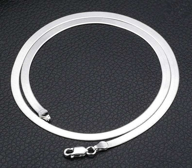 925 Sterling Silver Color Necklace 4MM Snake Chain Men & Women Couple Sterling Silver Jewelry Blade Chain