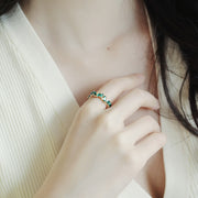 Luxury Green Crystal Irregular Gold Rings Woman Jewelry High Level Set Accessories Fashion Girls