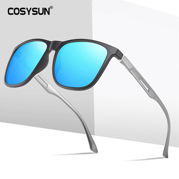 Fashion Men Driving Sunglasses Al-Mg Legs Men UV400 Polarized Square TR Frame
