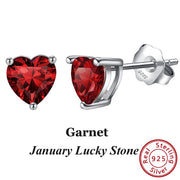 Effie Queen 925 Sterling Silver Birthstone Earrings for Women AAA Cubic Zircon 12 Colors Stud Earrings Fashion Girl Jewelry BE84
