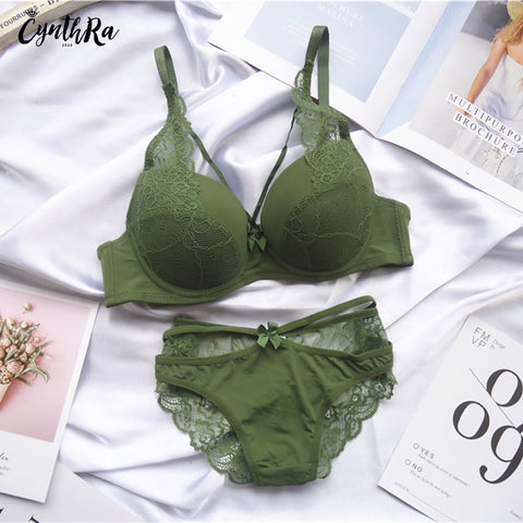 Lencería sujetador ropa interior sección sexy tamaño transpirable encaje push up sujetador y panty conjunto