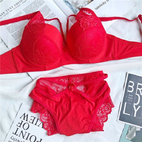 Lencería sujetador ropa interior sección sexy tamaño transpirable encaje push up sujetador y panty conjunto