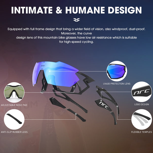 NRC P-Ride Photochromic Glasses man Mountain Bike Sport Cycling Sunglasses MTB