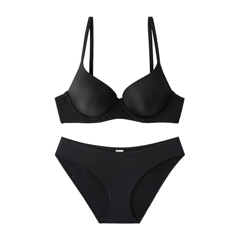 Conjunto de sujetador y bragas de realce con forro fino y liso de Color sólido, lencería Sexy hermosa íntima