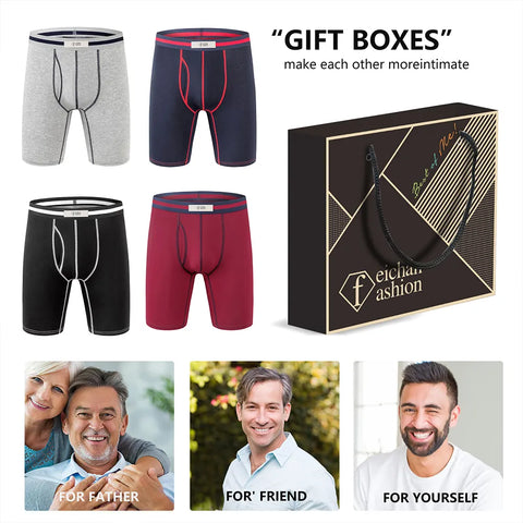 Ropa interior de algodón para hombre de invierno, calzoncillos tipo bóxer alargados deportivos para hombre, bolsa de soporte completo transpirable elástica abierta