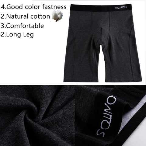 Bóxer de pierna larga para hombre, ropa interior para hombre, calzoncillos Erkek de algodón Natural, Boxer Sexy de marca superior, ropa interior suave