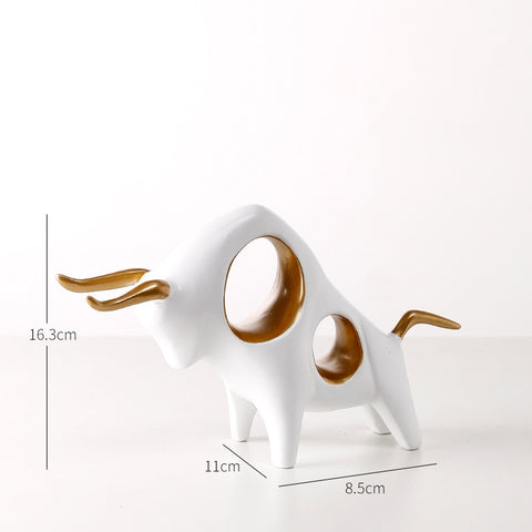 ERMAKOVA Cattle Statue Ox Home Decor Living Room Bull Sculpture Wine TV Cabinet Ornament Crafts Abstract Animal Figurine