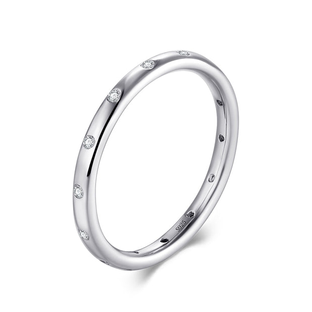 New Style Solid 925 Sterling Silver Simple Fashion Female Engagement Finger Ring Jewelry Stackable Classic For Women