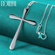 DOTEFFIL 925 Sterling Silver Long Cross Pendant Necklace 18 Inch Chain For Woman Fashion Wedding Engagement Charm Jewelry