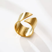 Stainless Steel Modern Wrap Wide Ring for Women Geometric Finger Statement Ring Party Layered Chic Jewelry