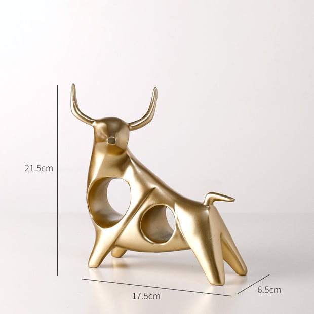 ERMAKOVA Cattle Statue Ox Home Decor Living Room Bull Sculpture Wine TV Cabinet Ornament Crafts Abstract Animal Figurine
