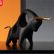 ERMAKOVA Cattle Statue Ox Home Decor Living Room Bull Sculpture Wine TV Cabinet Ornament Crafts Abstract Animal Figurine