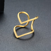 Stainless Steel Modern Wrap Wide Ring for Women Geometric Finger Statement Ring Party Layered Chic Jewelry