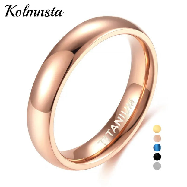 Kolmnsta Rose Gold Ring for Women 4mm Wedding Band for Female Titanium Unisex Classic Ring Men 5 Colors Provide Size 3.5-14.5