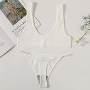 Conjunto de sujetadores sin costuras para mujer, Bralette sin aros, ropa interior de Bikini, tangas de cintura baja, Tops lisos con escote, lencería Sexy