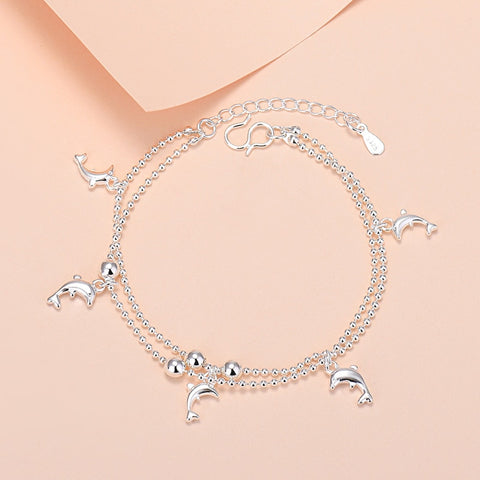 925 Sterling Silver Lucky Bead Charm Bracelet For Women Chain Round Bangles Fashion Luxury Quality Jewelry Christmas Accessories