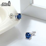 Effie Queen 925 Sterling Silver Birthstone Earrings for Women AAA Cubic Zircon 12 Colors Stud Earrings Fashion Girl Jewelry BE84