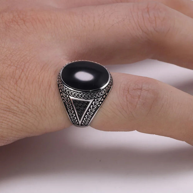 Real Pure Men's Rings Silver 925 Big Turkish Rings For Men With Color Stones Jewlery
