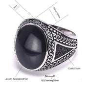 Real Pure Men's Rings Silver 925 Big Turkish Rings For Men With Color Stones Jewlery