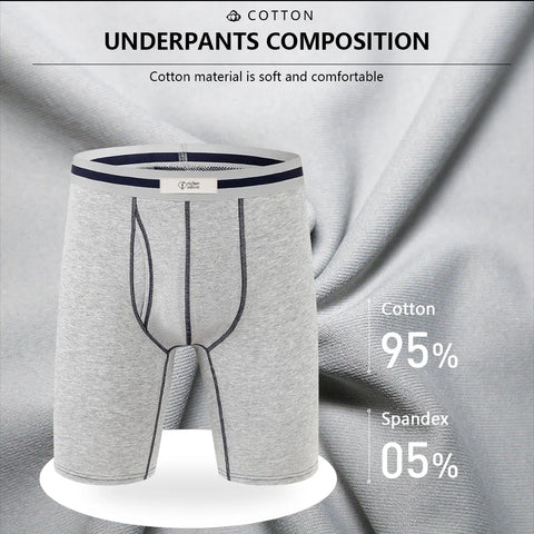 Ropa interior de algodón para hombre de invierno, calzoncillos tipo bóxer alargados deportivos para hombre, bolsa de soporte completo transpirable elástica abierta