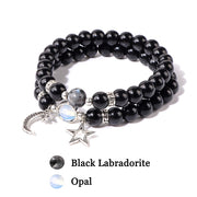Men Bracelet Set Labradorite Hematite Bracelet Lava Tiger Eye Wrap Charm Bracelet Energy Protection Wristbands Pulsera Hombre