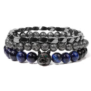 Men Bracelet Set Labradorite Hematite Bracelet Lava Tiger Eye Wrap Charm Bracelet Energy Protection Wristbands Pulsera Hombre